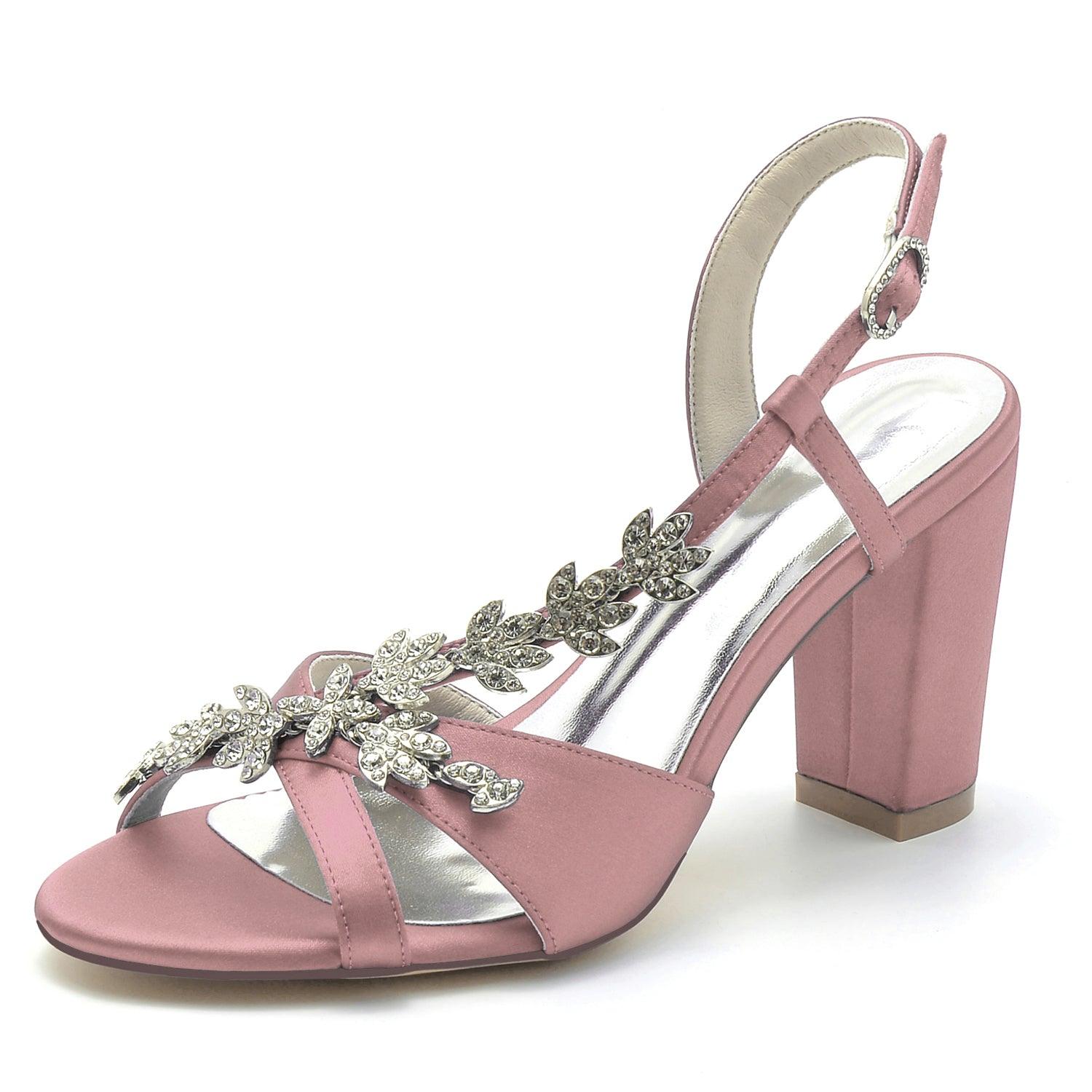 Chunky Heel 8.5cm Silk-Like Shoes CK0300 - COCOMELODY