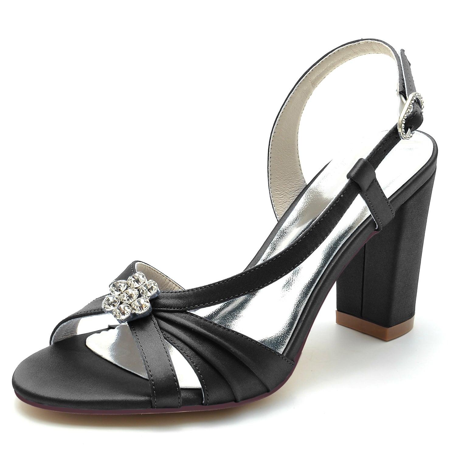 Chunky Heel 8.5cm Silk-Like Shoes CK0302 - COCOMELODY