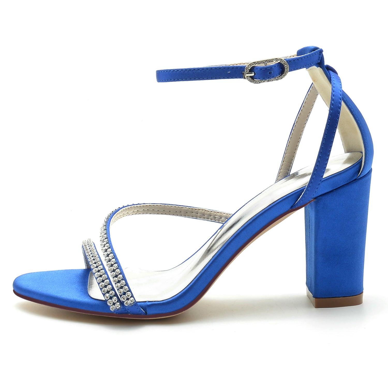 Blue Ankle Strap Heels CK0303 - COCOMELODY