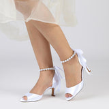 Chunky Heel 6.5cm Silk-Like Shoes CK0306 - COCOMELODY