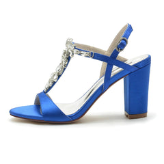 Chunky Heel 8.5cm Silk-Like Shoes CK0310 - COCOMELODY