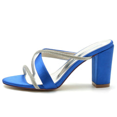 Chunky Heel 8.5cm Silk-Like Shoes CK0311 - COCOMELODY