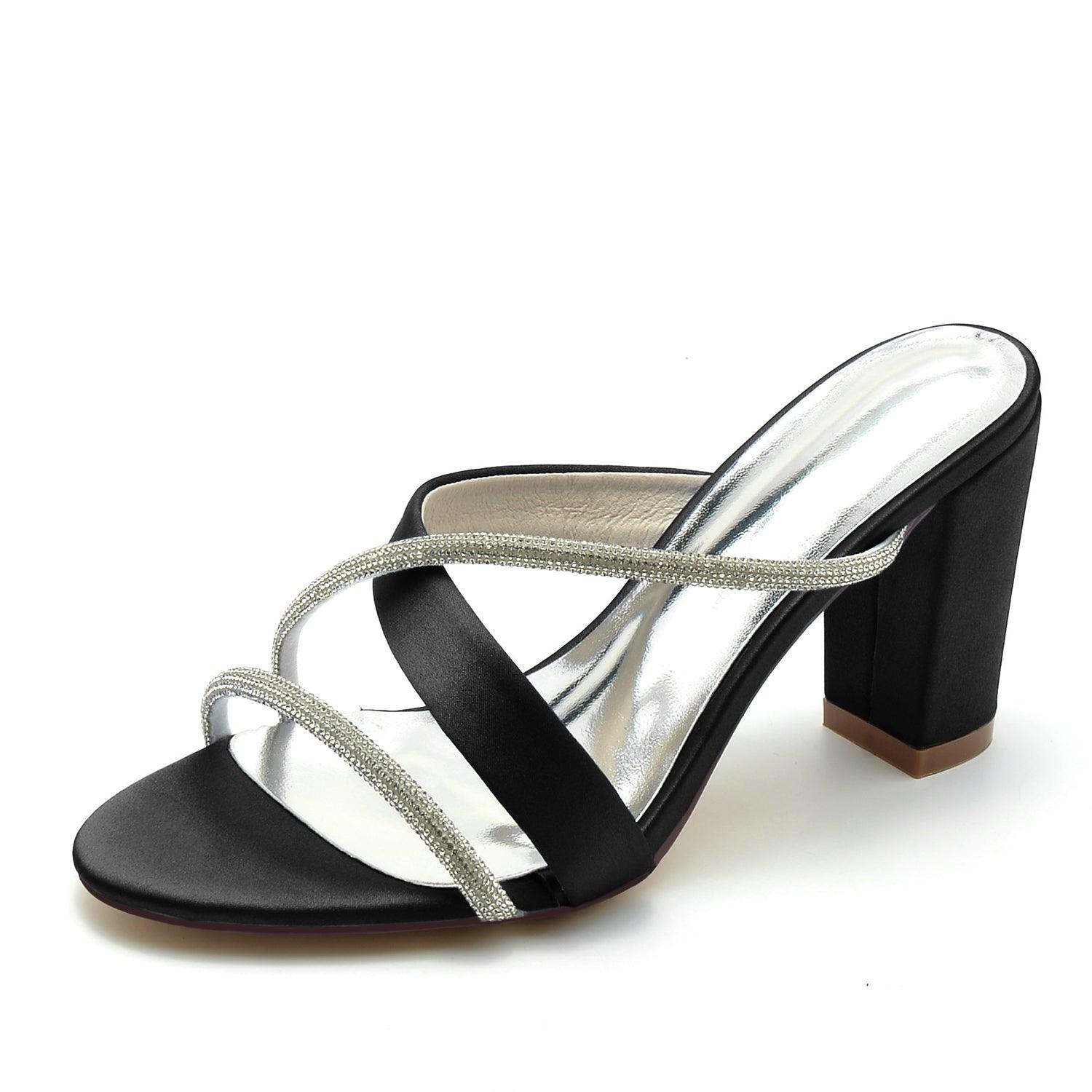 Chunky Heel 8.5cm Silk-Like Shoes CK0311 - COCOMELODY