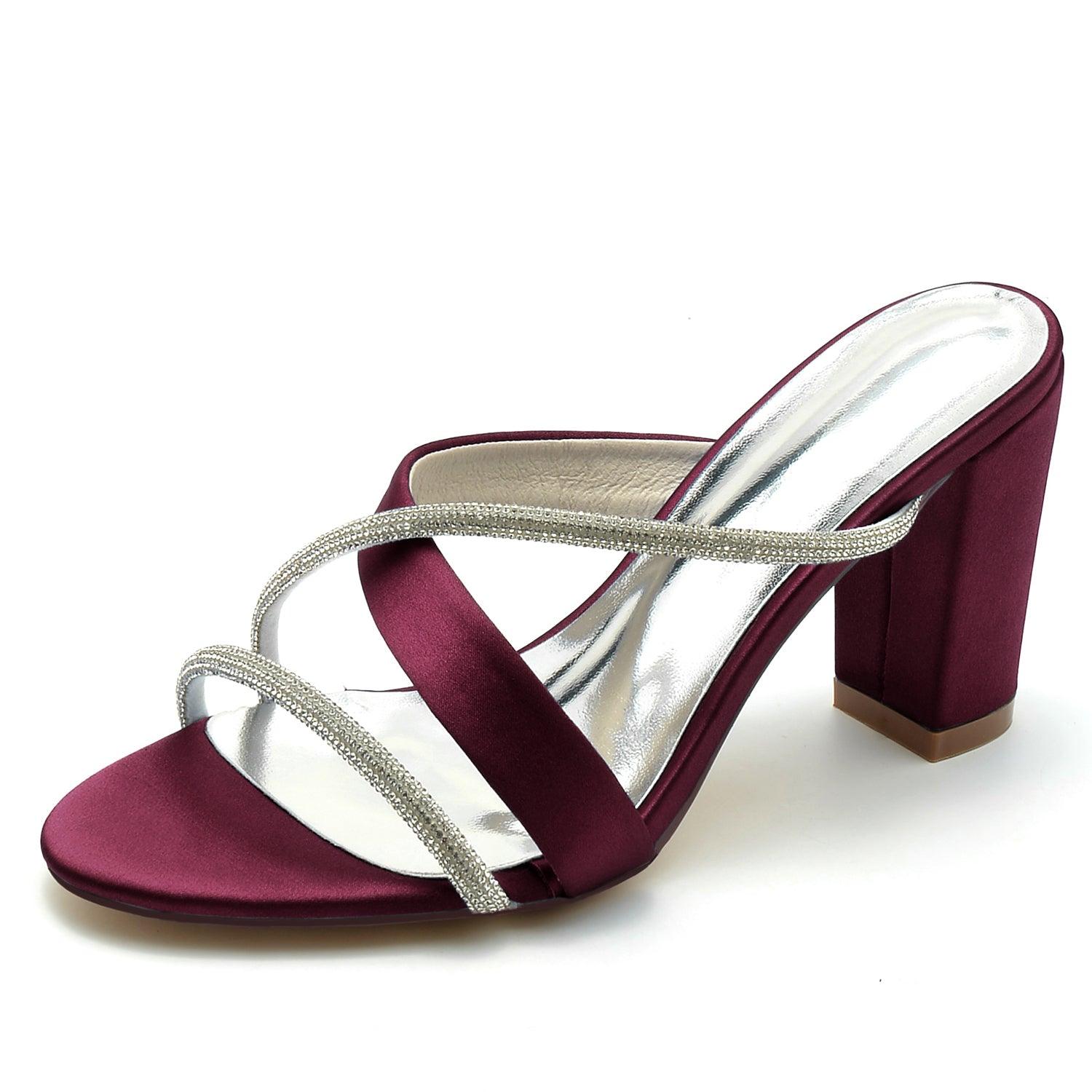 Chunky Heel 8.5cm Silk-Like Shoes CK0311 - COCOMELODY