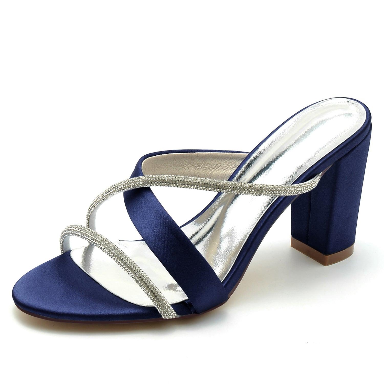 Chunky Heel 8.5cm Silk-Like Shoes CK0311 - COCOMELODY