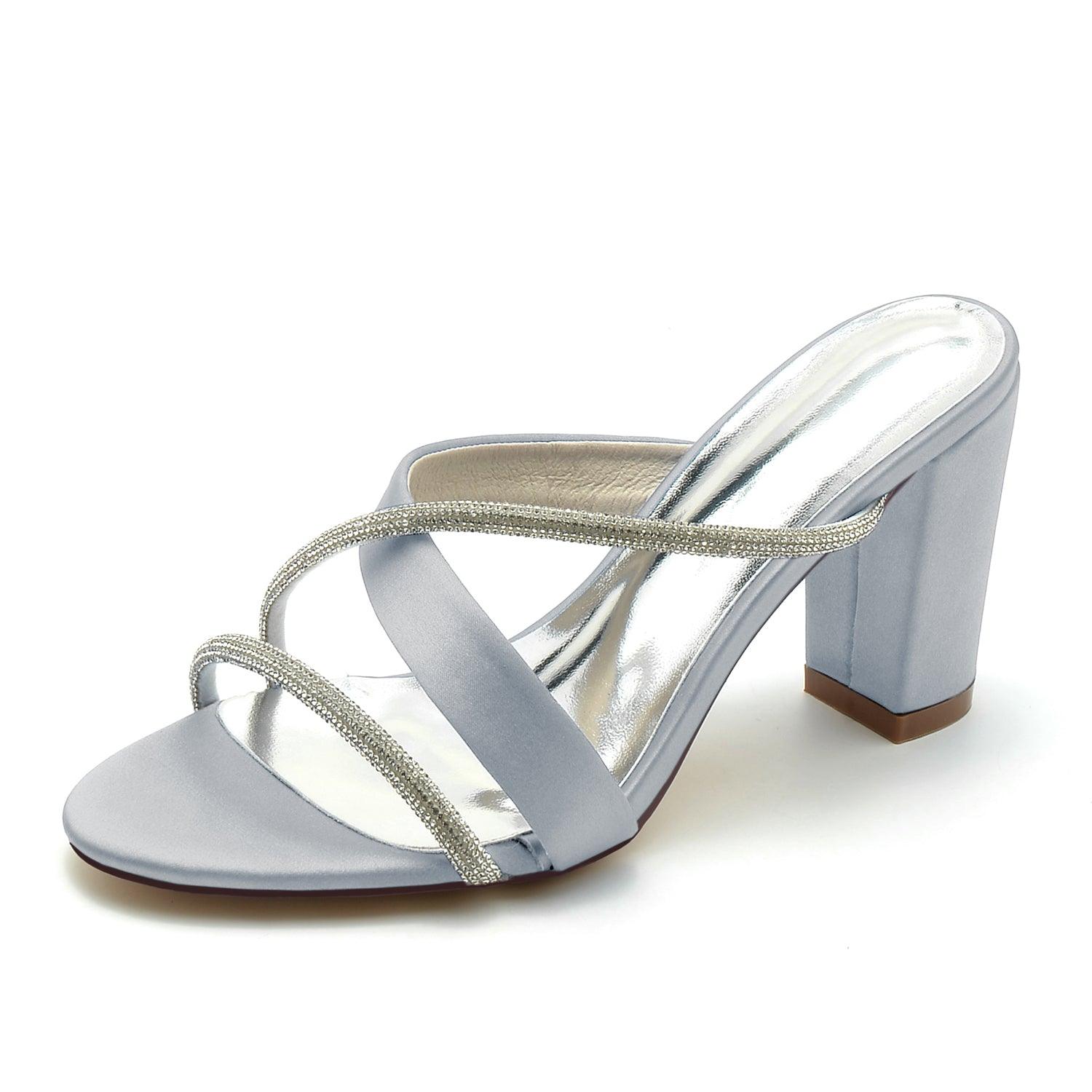 Chunky Heel 8.5cm Silk-Like Shoes CK0311 - COCOMELODY