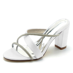 Chunky Heel 8.5cm Silk-Like Shoes CK0311 - COCOMELODY