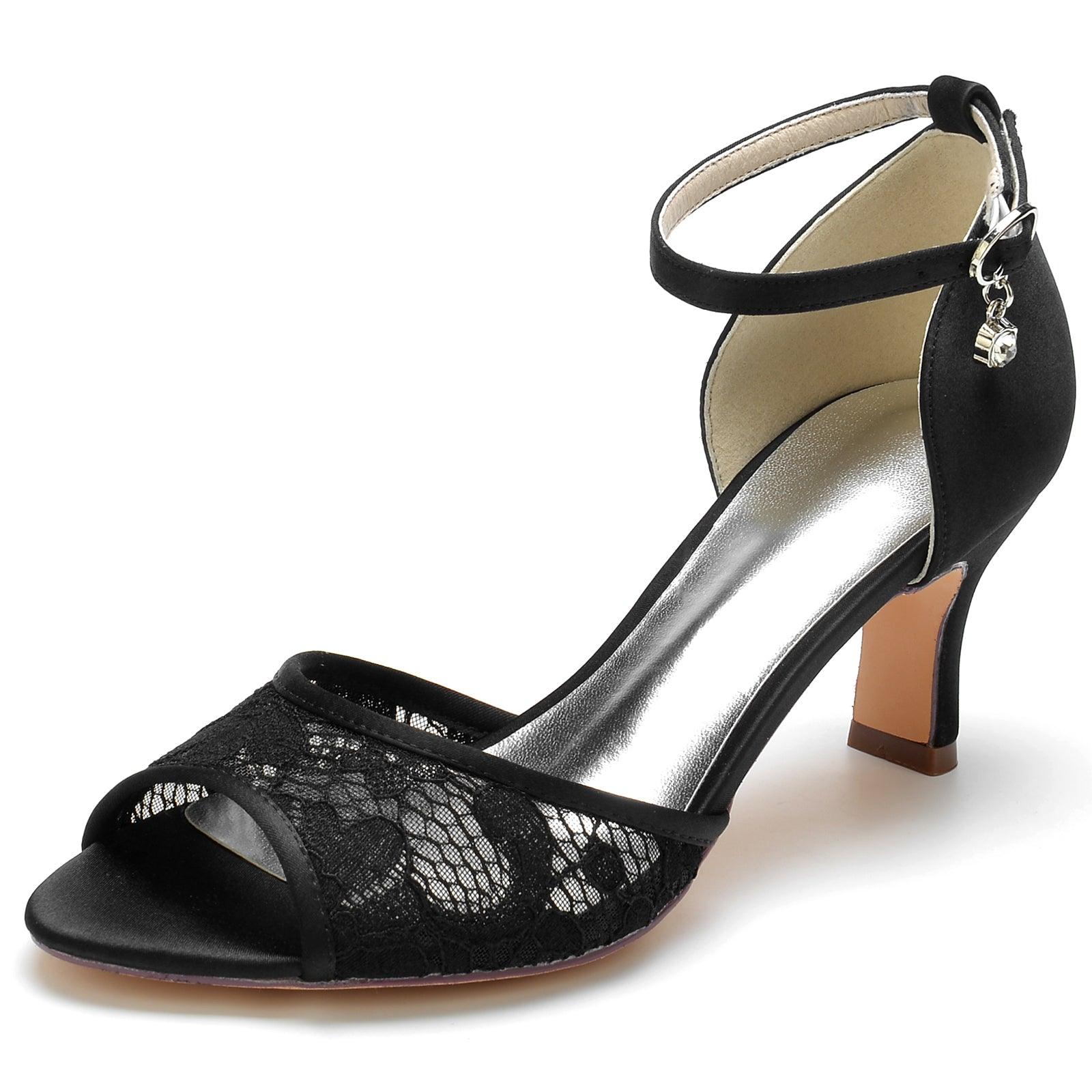 Chunky Heel 6.5cm Silk-Like Lace Shoes CK0325 - COCOMELODY