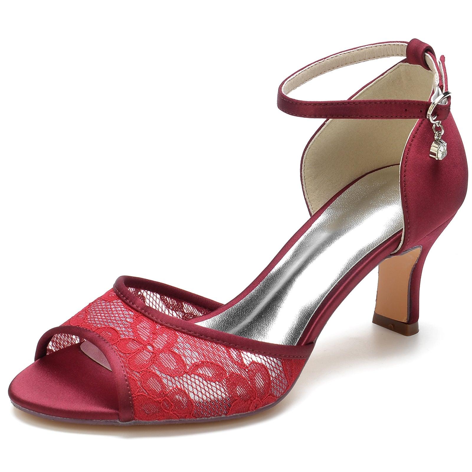 Chunky Heel 6.5cm Silk-Like Lace Shoes CK0325 - COCOMELODY