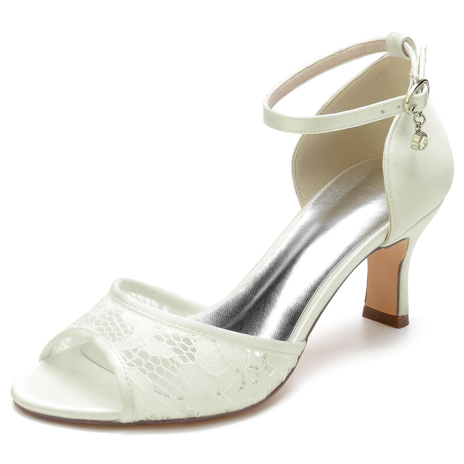 Chunky Heel 6.5cm Silk-Like Lace Shoes CK0325 - COCOMELODY