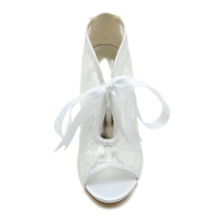 Stiletto Heel 9.5cm Lace Shoes CK0345 - COCOMELODY