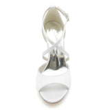 Chunky Heel 8.5cm Silk-Like Shoes CK0346 - COCOMELODY