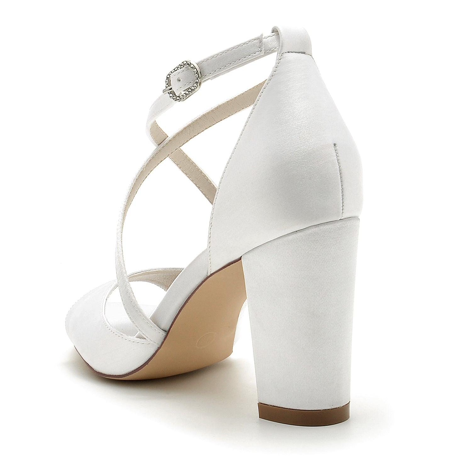 Chunky Heel 8.5cm Silk-Like Shoes CK0346 - COCOMELODY