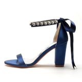 Chunky Heel 8.5cm Silk-Like Shoes CK0356 - COCOMELODY