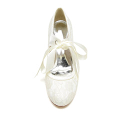 Chunky Heel 6.5cm Silk-Like Lace Shoes CK0369 - COCOMELODY