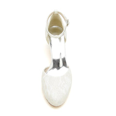 Chunky Heel 6.5cm Silk-Like Lace Shoes CK0370 - COCOMELODY