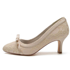 Chunky Heel 6.5cm Silk-Like Lace Shoes CK0371 - COCOMELODY