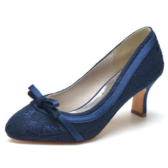 Chunky Heel 6.5cm Silk-Like Lace Shoes CK0371 - COCOMELODY