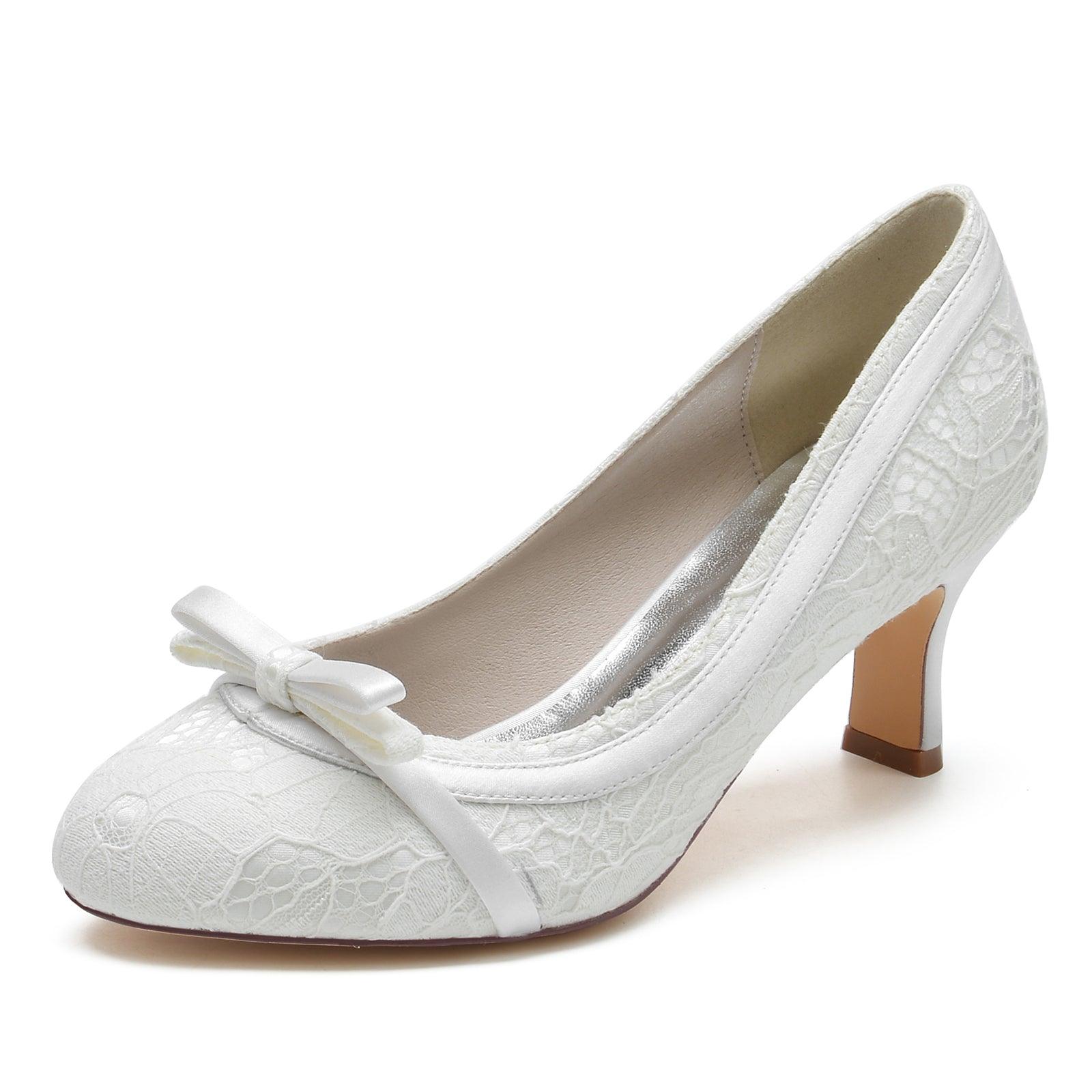 Chunky Heel 6.5cm Silk-Like Lace Shoes CK0371 - COCOMELODY