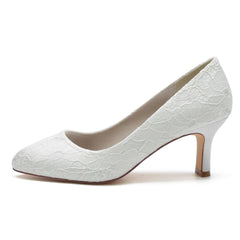 Chunky Heel 6.5cm Silk-Like Lace Shoes CK0373 - COCOMELODY
