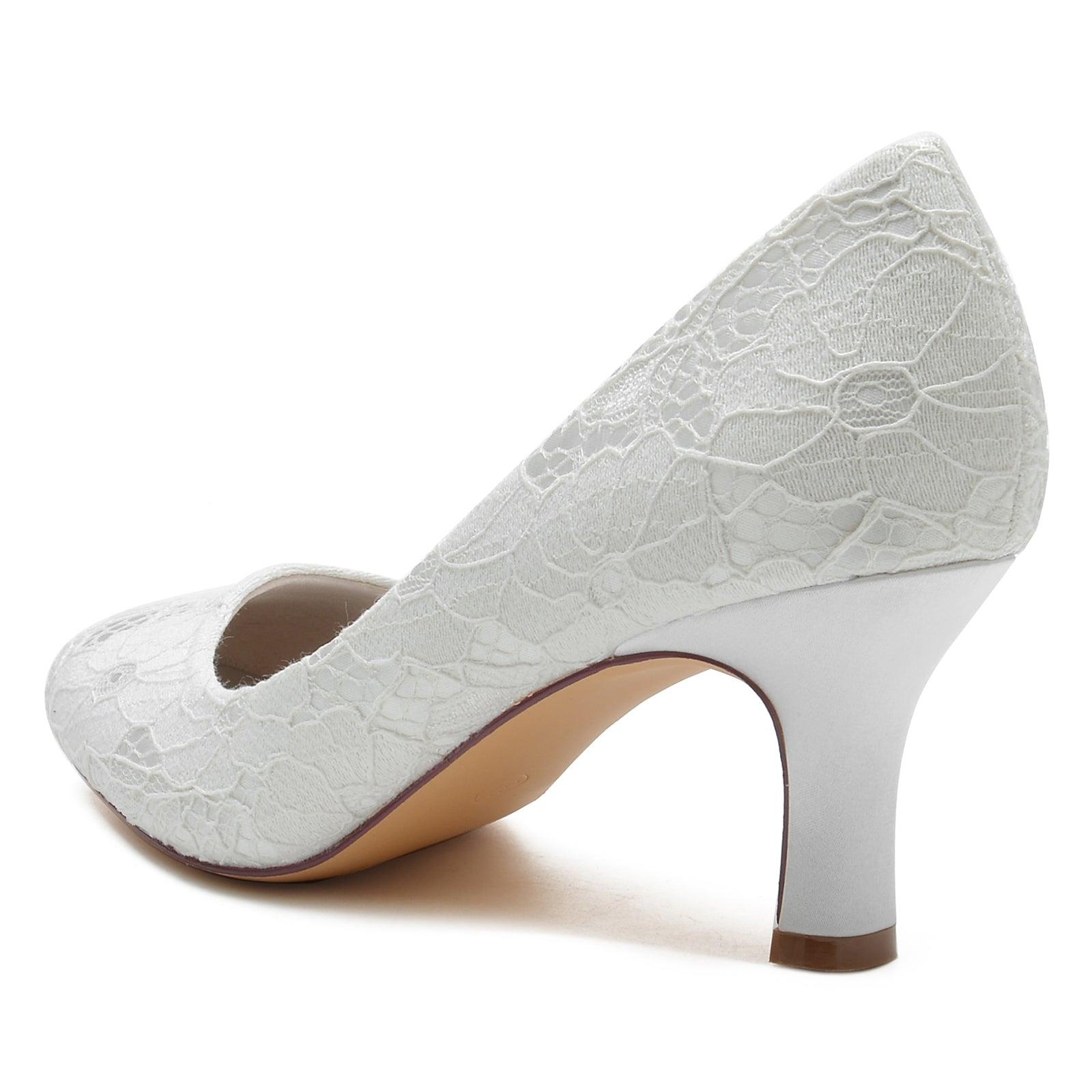 Chunky Heel 6.5cm Silk-Like Lace Shoes CK0373 - COCOMELODY