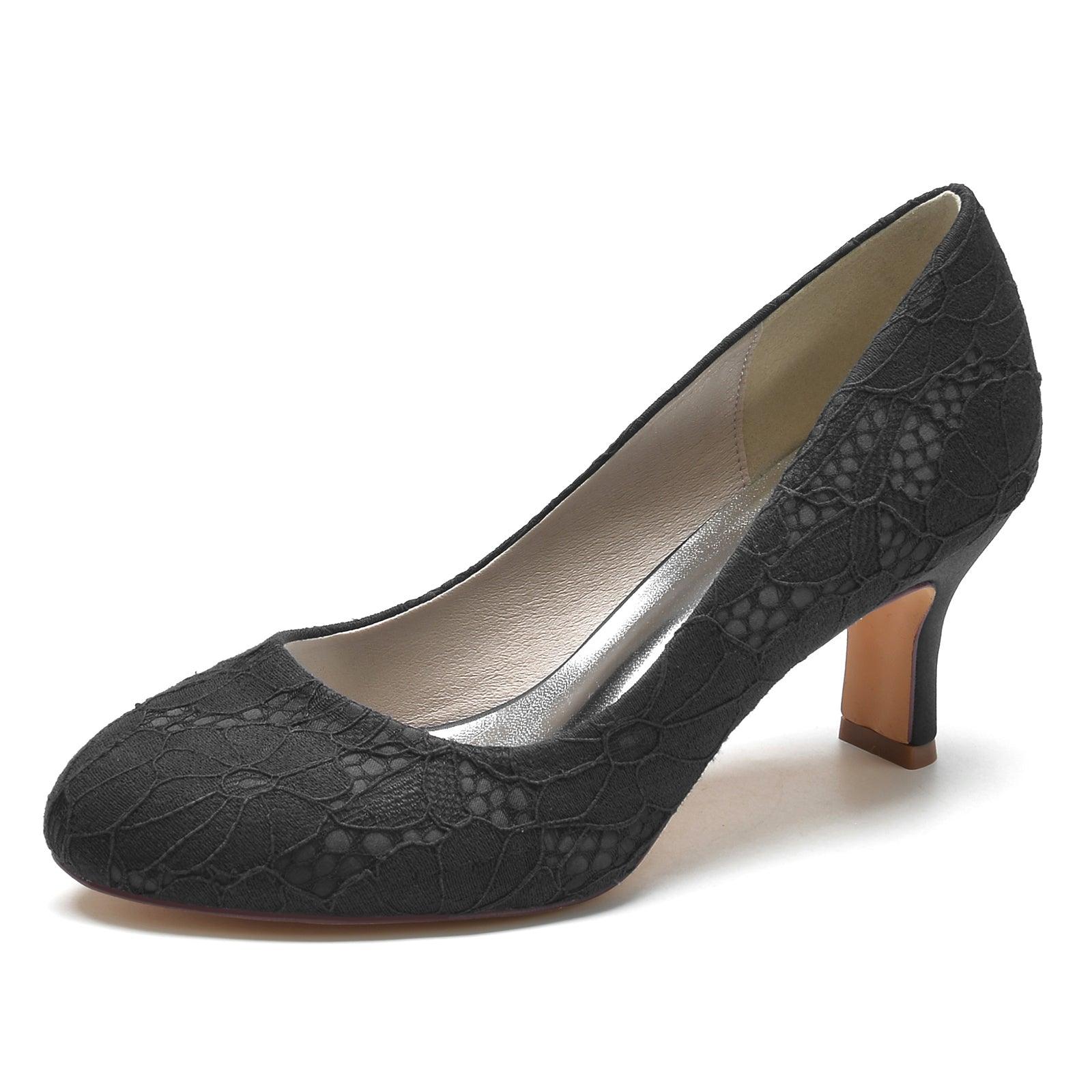 Chunky Heel 6.5cm Silk-Like Lace Shoes CK0373 - COCOMELODY
