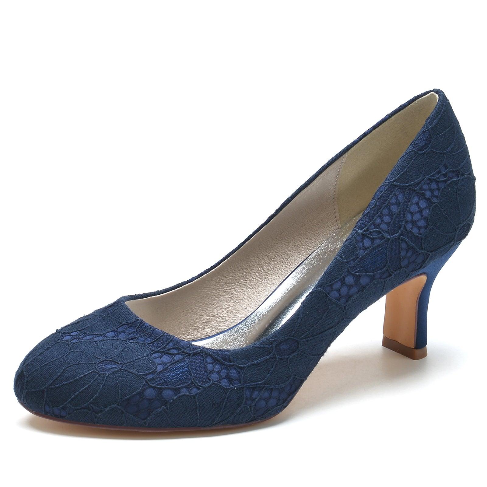 Chunky Heel 6.5cm Silk-Like Lace Shoes CK0373 - COCOMELODY