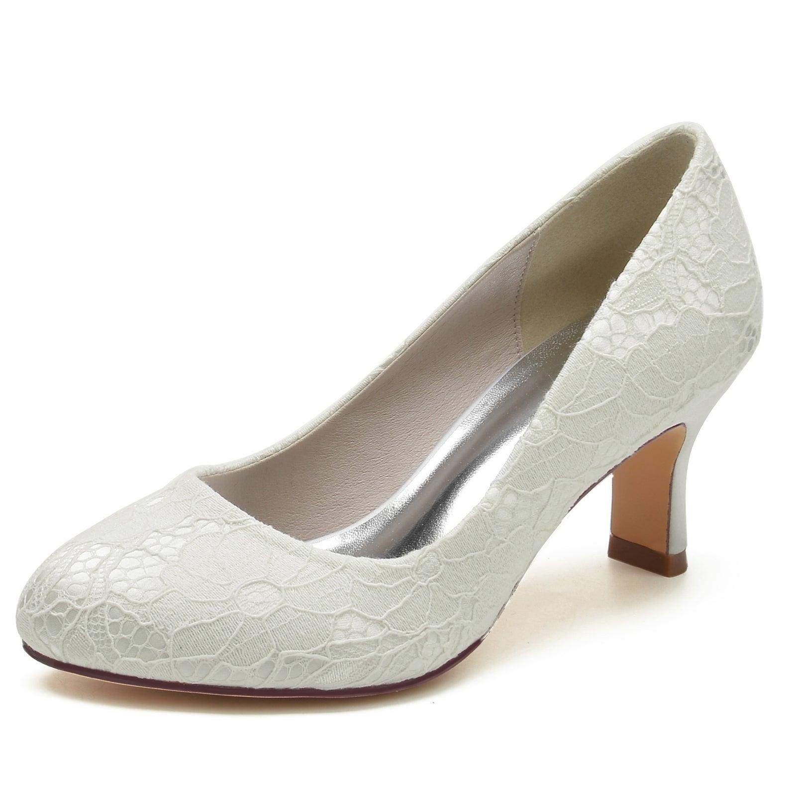 Chunky Heel 6.5cm Silk-Like Lace Shoes CK0373 - COCOMELODY