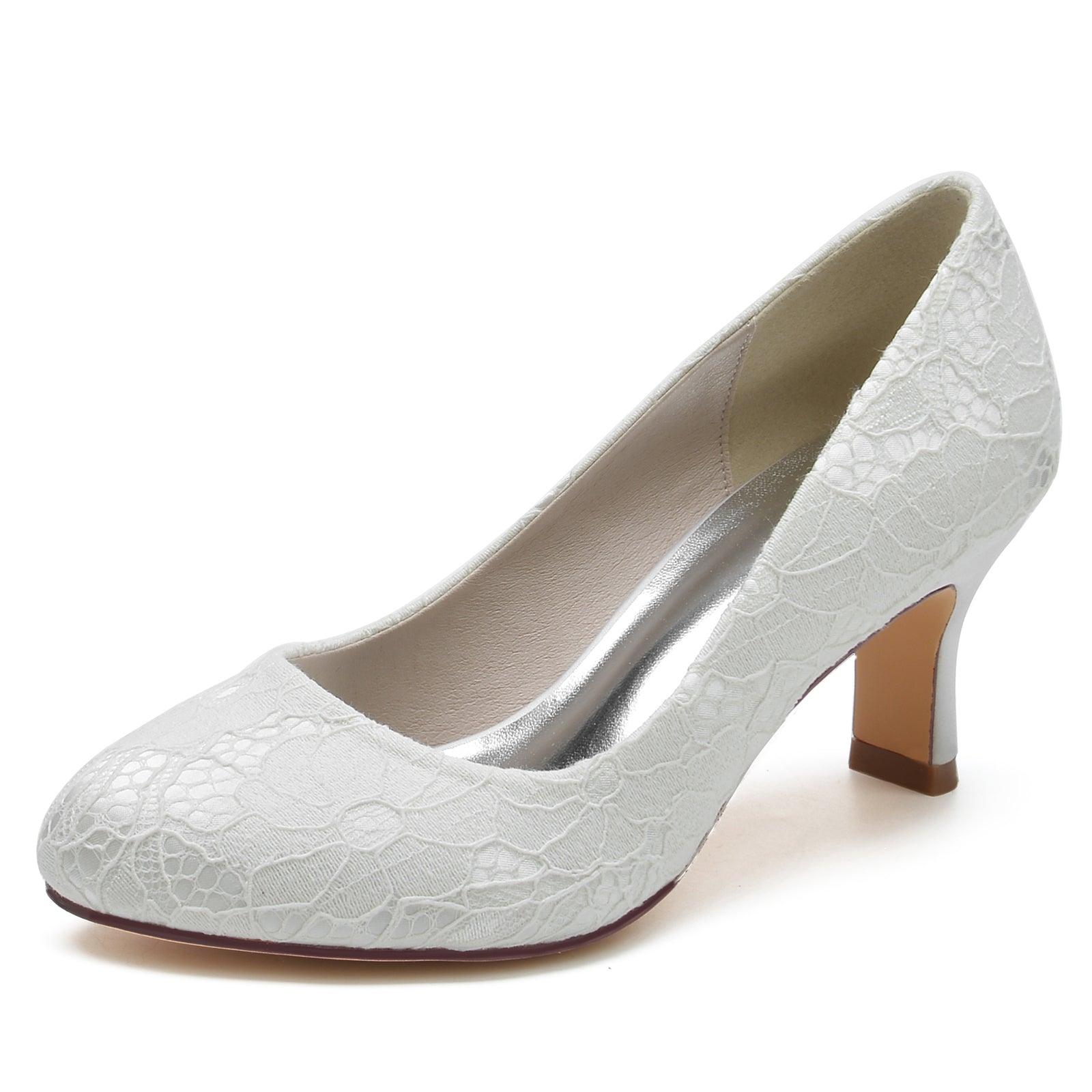 Chunky Heel 6.5cm Silk-Like Lace Shoes CK0373 - COCOMELODY