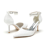 Stiletto Heel 8.5cm Silk-Like Lace Shoes CK0378 - COCOMELODY