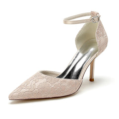 Stiletto Heel 8.5cm Silk-Like Lace Shoes CK0379 - COCOMELODY