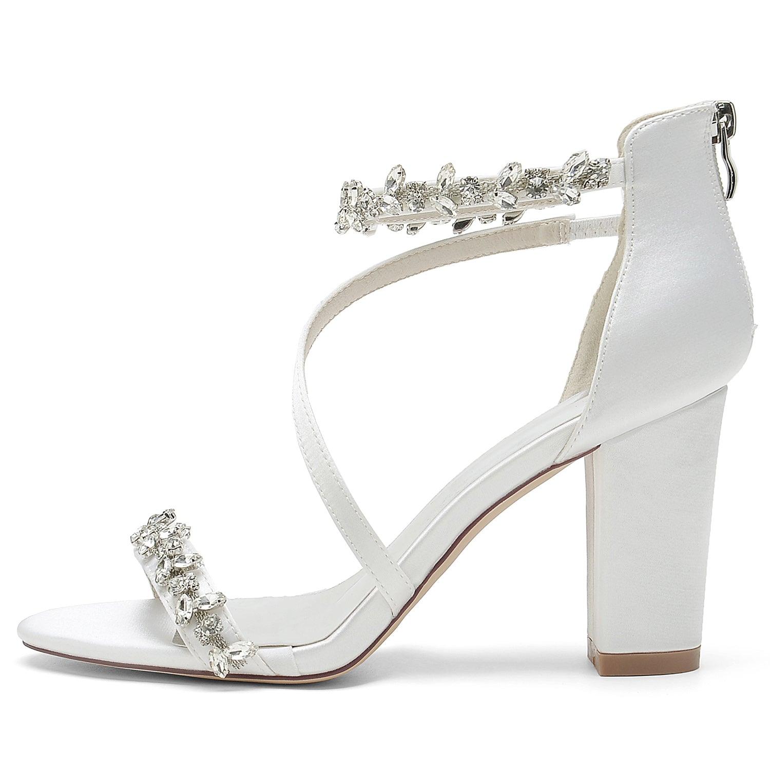 Chunky Heel 8.5cm Silk-Like Shoes CK0382 - COCOMELODY