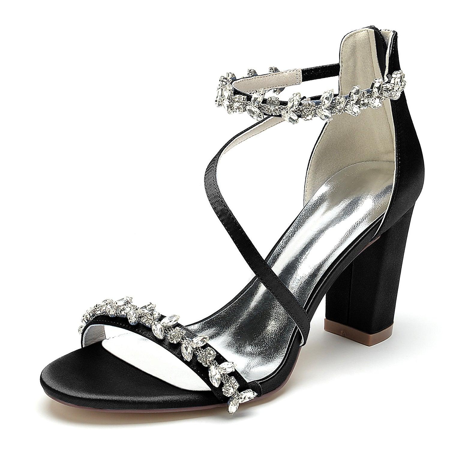 Chunky Heel 8.5cm Silk-Like Shoes CK0382 - COCOMELODY