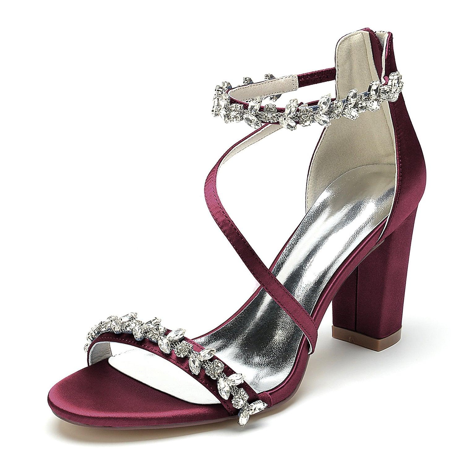 Chunky Heel 8.5cm Silk-Like Shoes CK0382 - COCOMELODY