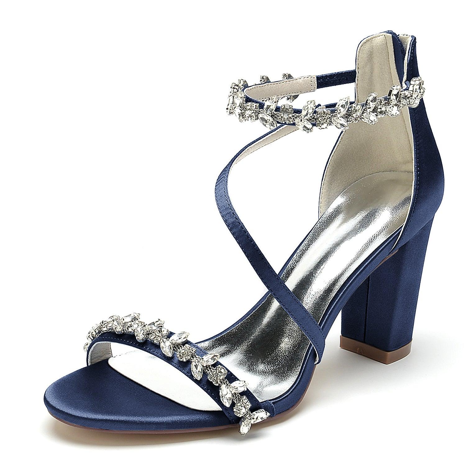 Chunky Heel 8.5cm Silk-Like Shoes CK0382 - COCOMELODY