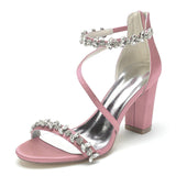 Chunky Heel 8.5cm Silk-Like Shoes CK0382 - COCOMELODY