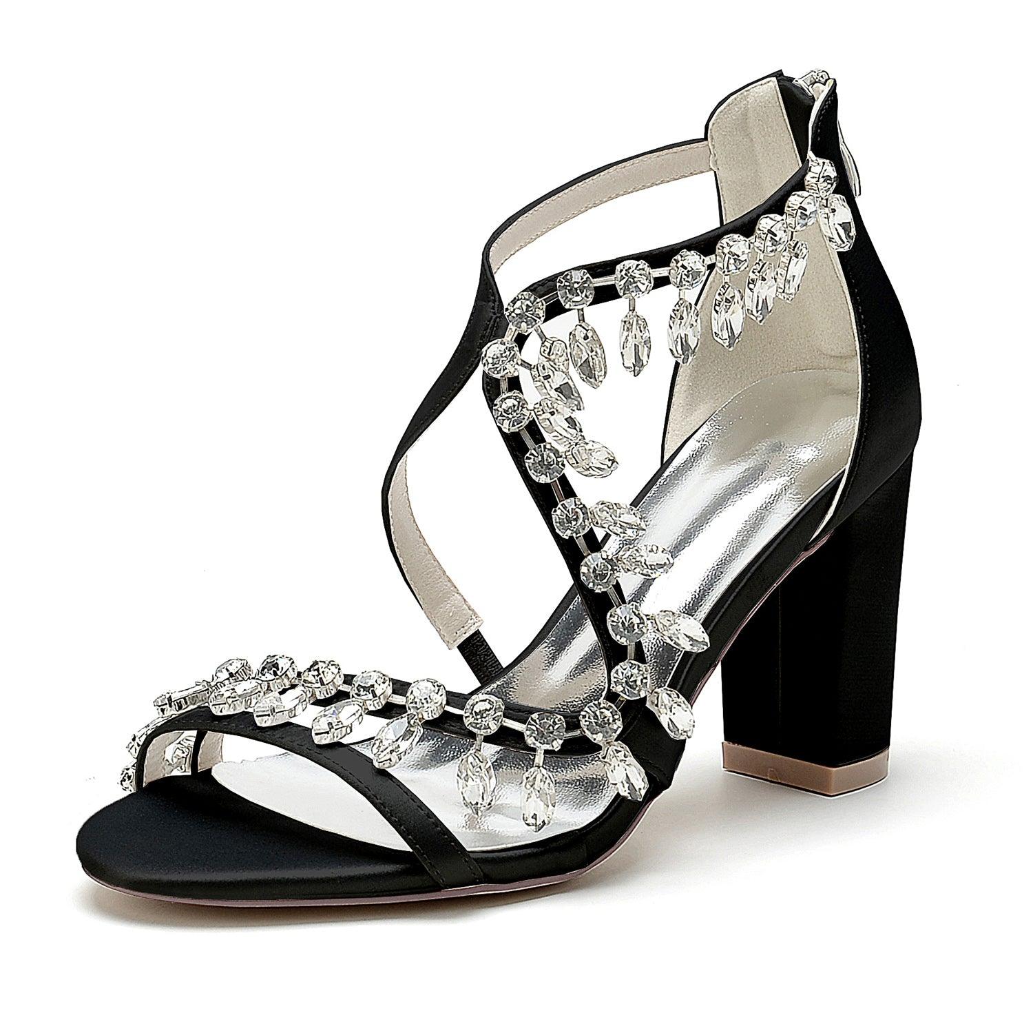 Chunky Heel 8.5cm Silk-Like Shoes CK0385 - COCOMELODY