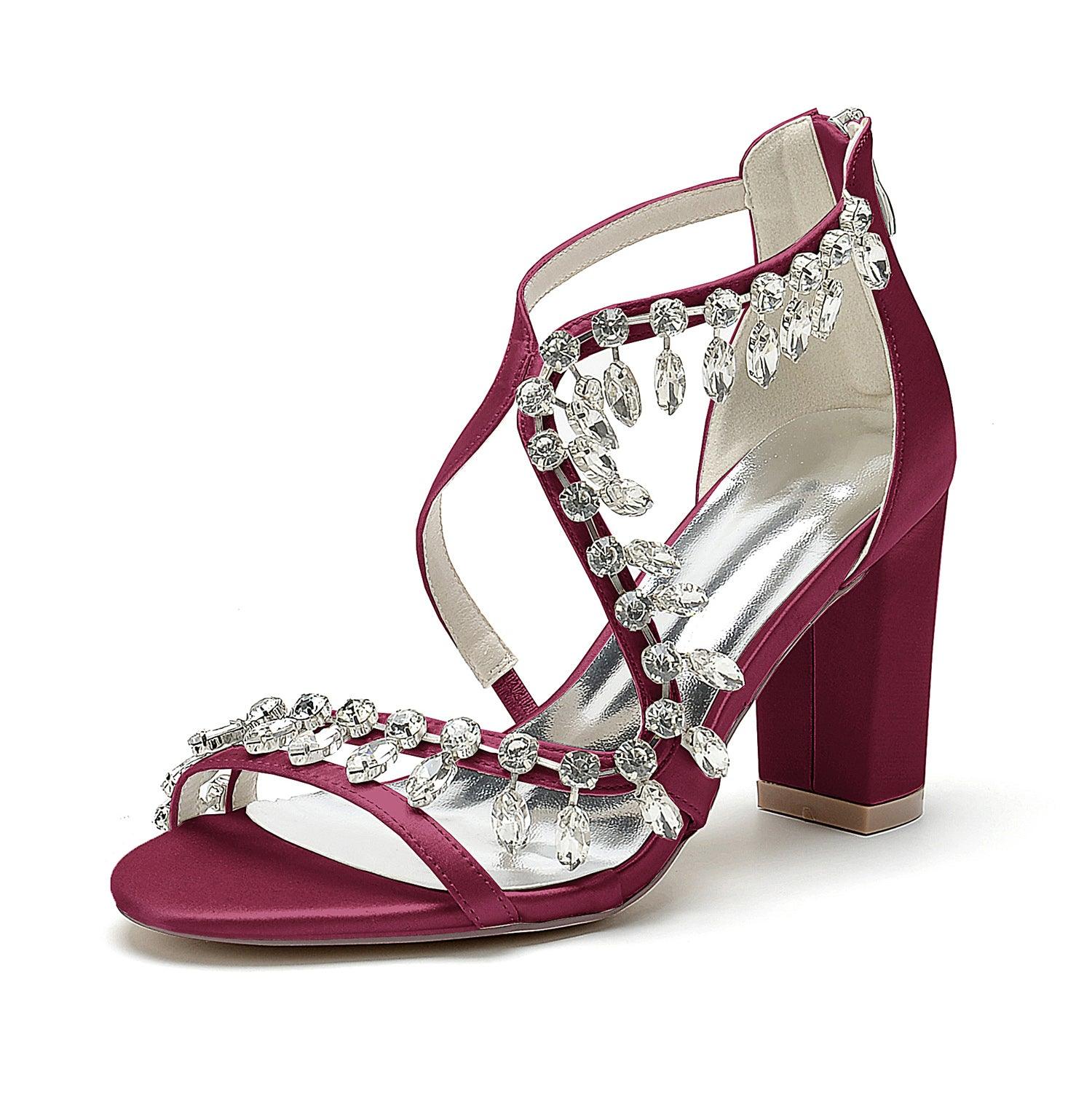 Chunky Heel 8.5cm Silk-Like Shoes CK0385 - COCOMELODY