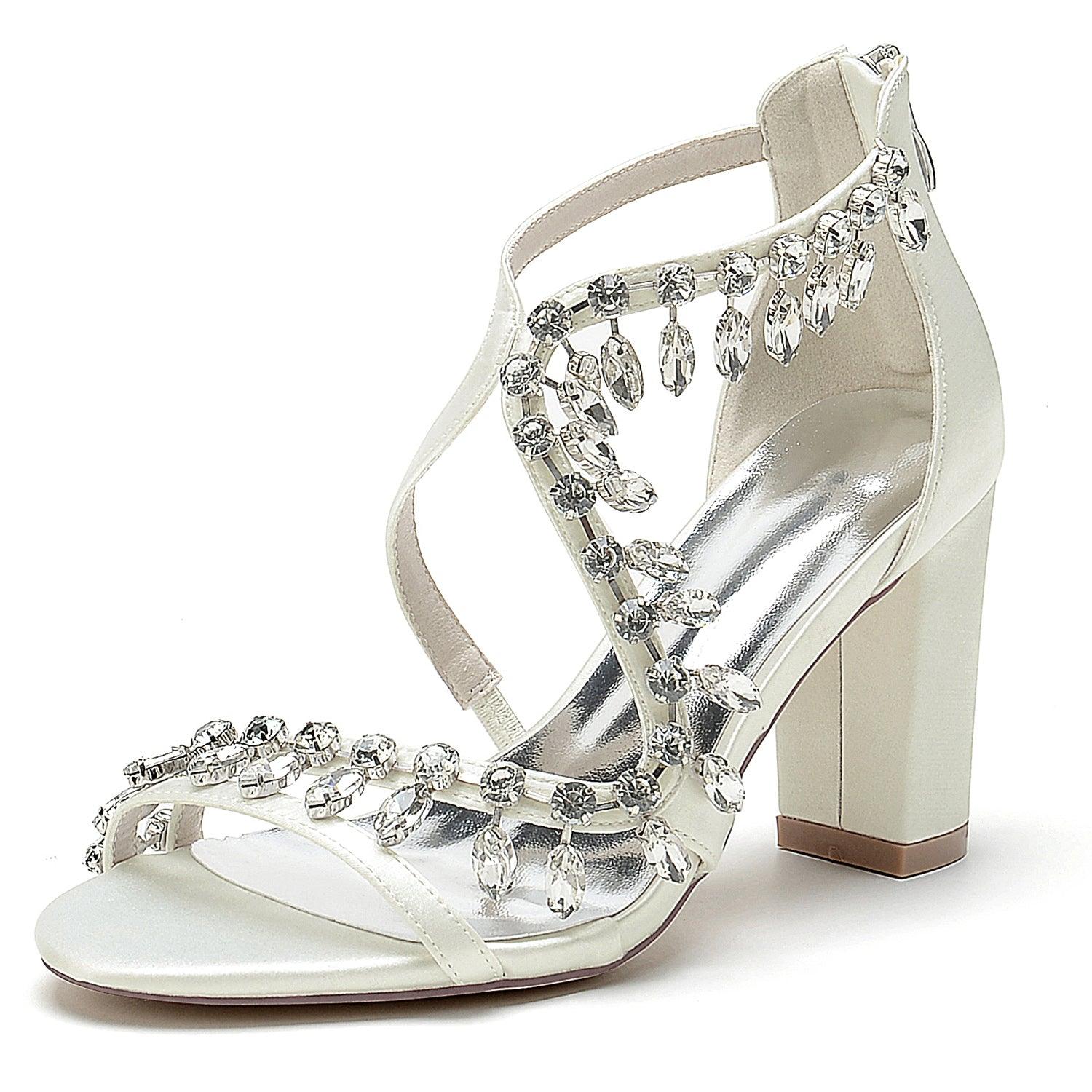 Chunky Heel 8.5cm Silk-Like Shoes CK0385 - COCOMELODY