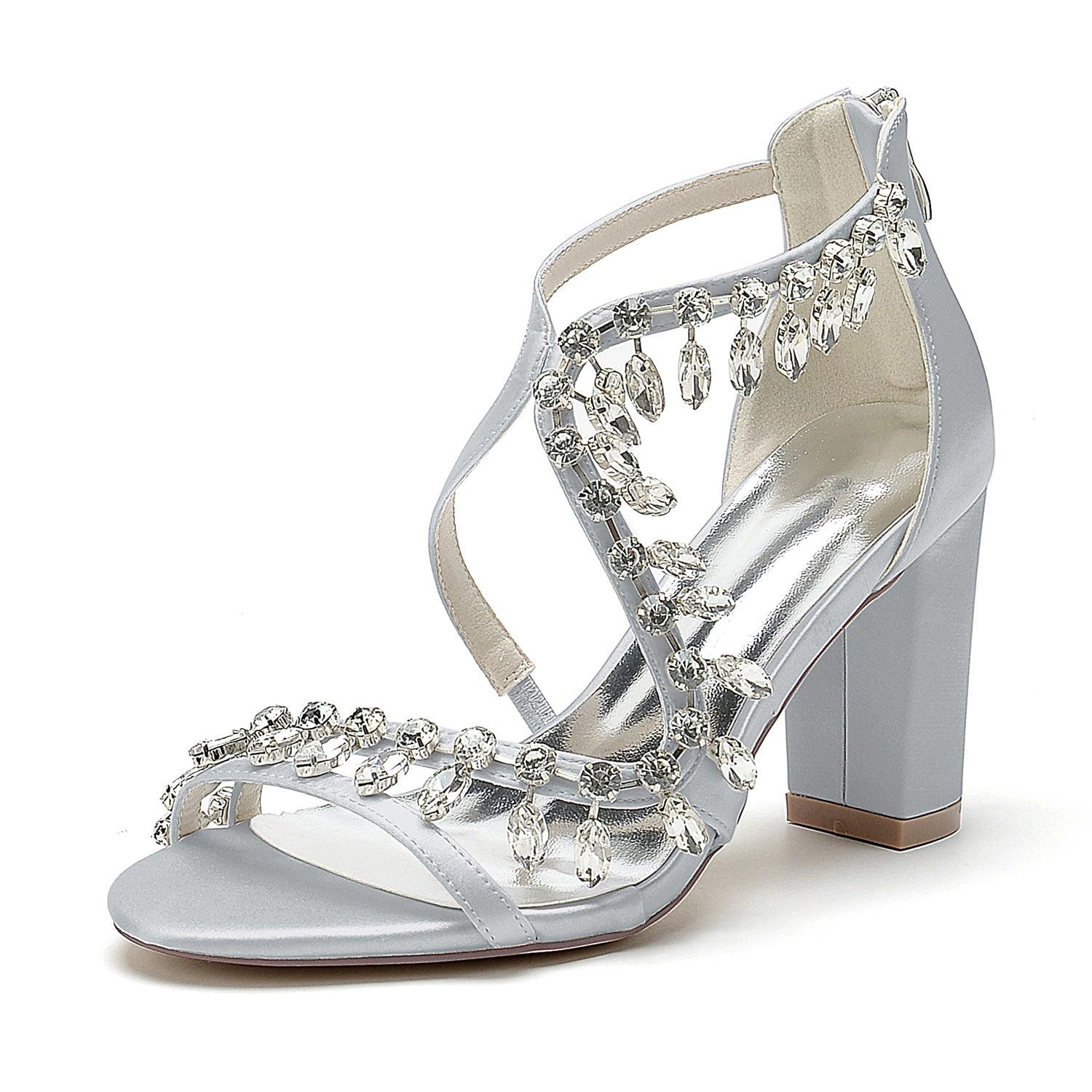 Chunky Heel 8.5cm Silk-Like Shoes CK0385 - COCOMELODY