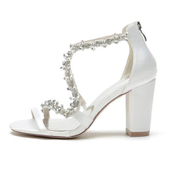 Chunky Heel 8.5cm Silk-Like Shoes CK0386 - COCOMELODY
