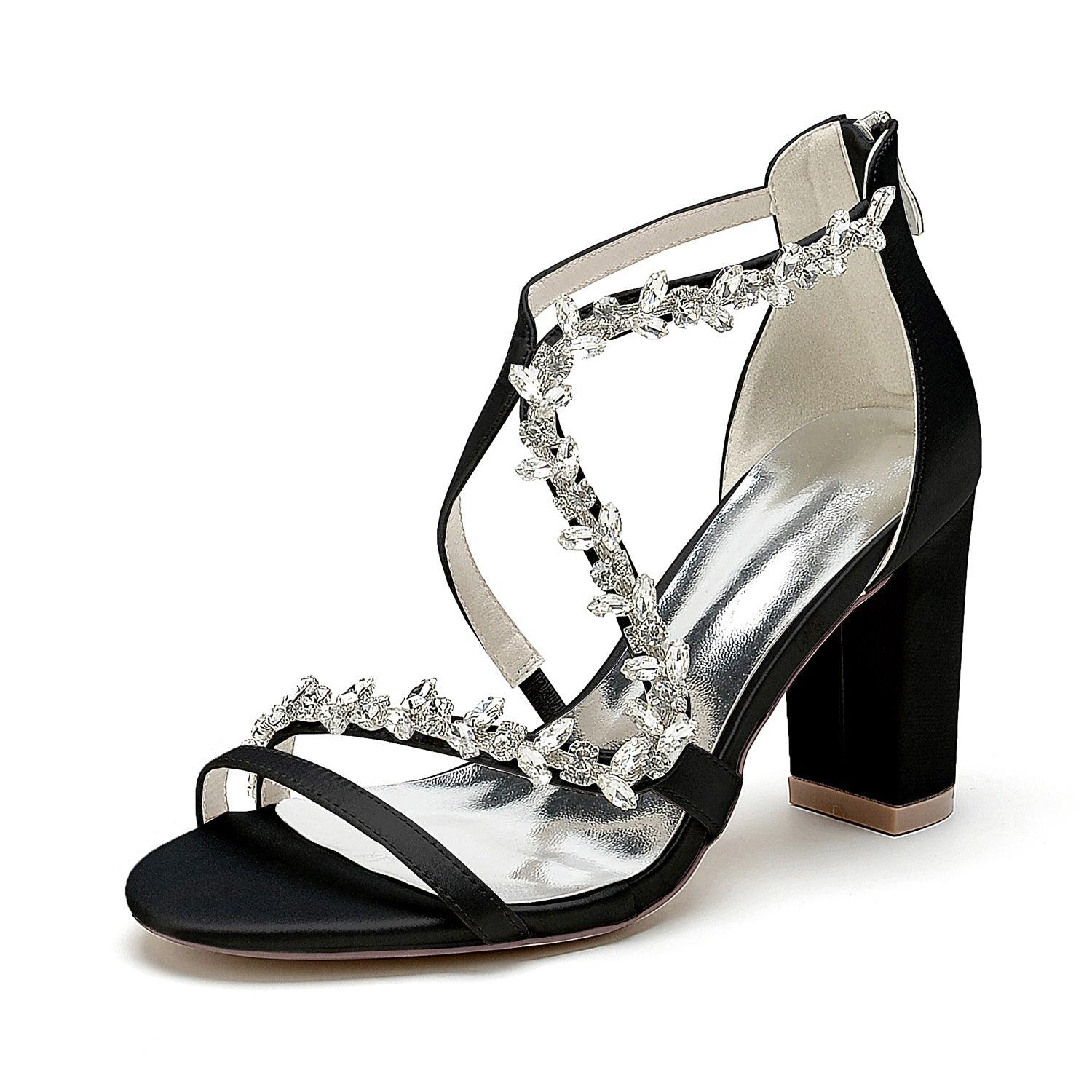 Chunky Heel 8.5cm Silk-Like Shoes CK0386 - COCOMELODY