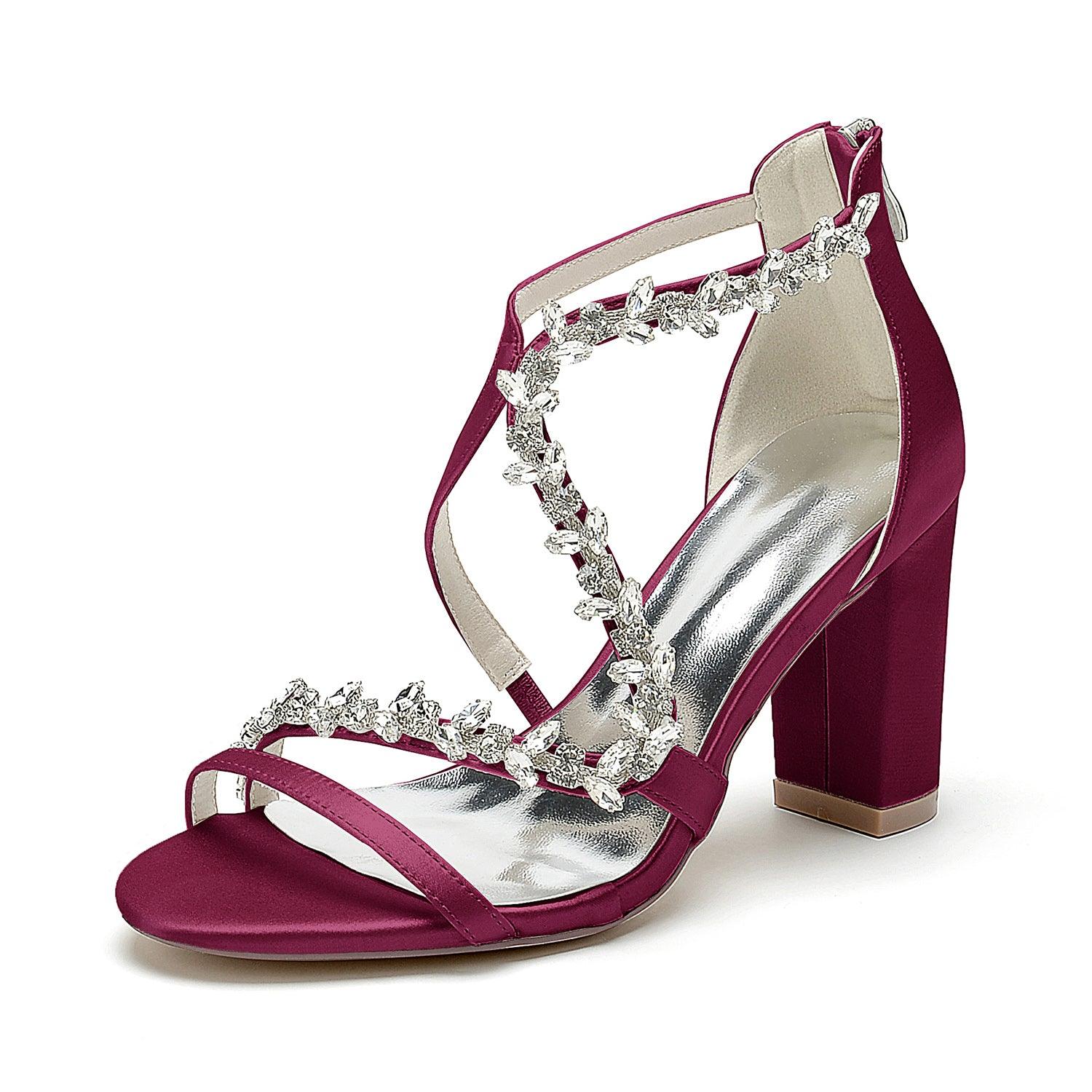 Chunky Heel 8.5cm Silk-Like Shoes CK0386 - COCOMELODY
