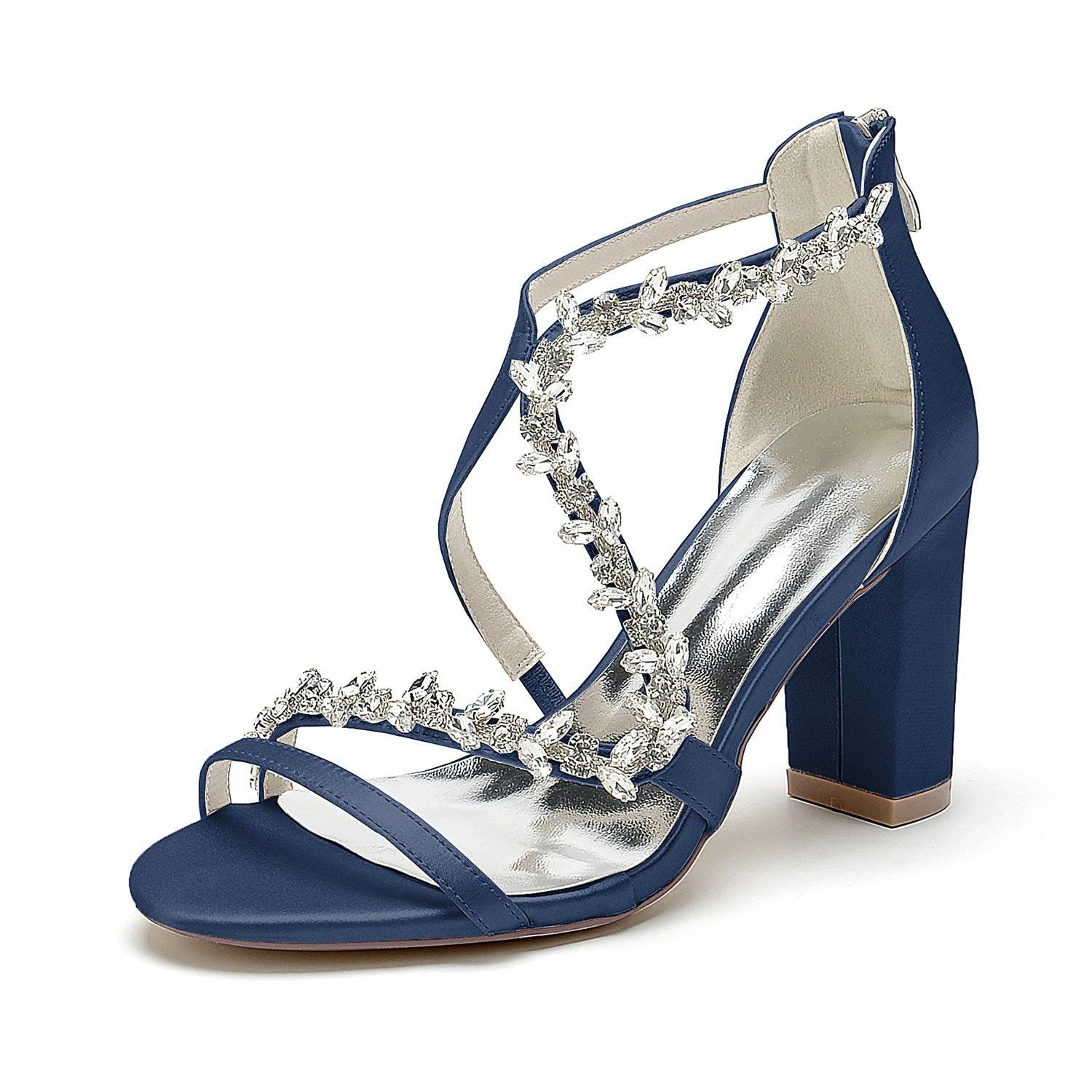 Chunky Heel 8.5cm Silk-Like Shoes CK0386 - COCOMELODY