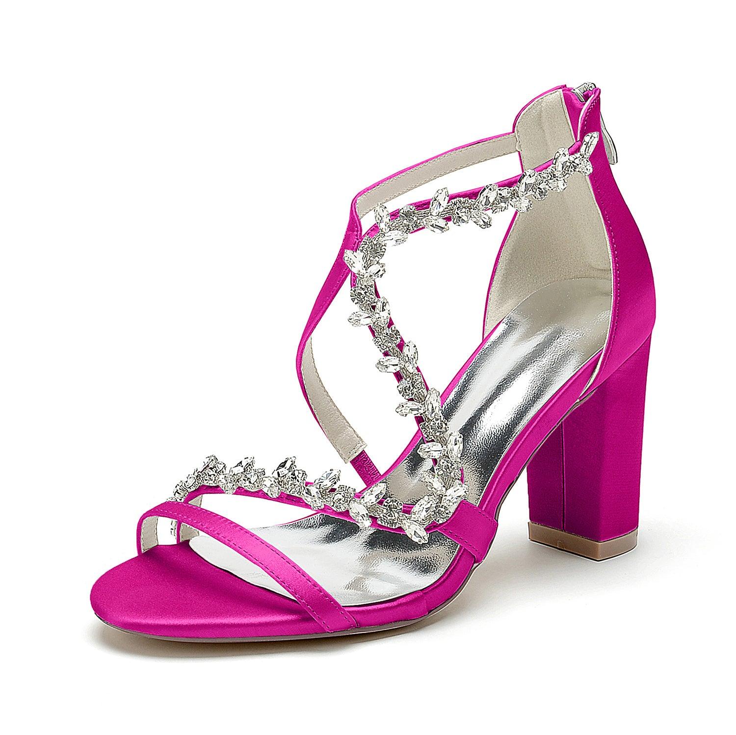 Chunky Heel 8.5cm Silk-Like Shoes CK0386 - COCOMELODY
