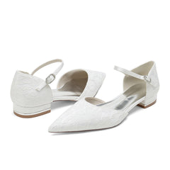 Flat Heel 2.5cm Silk-Like Lace Shoes CK0395 - COCOMELODY