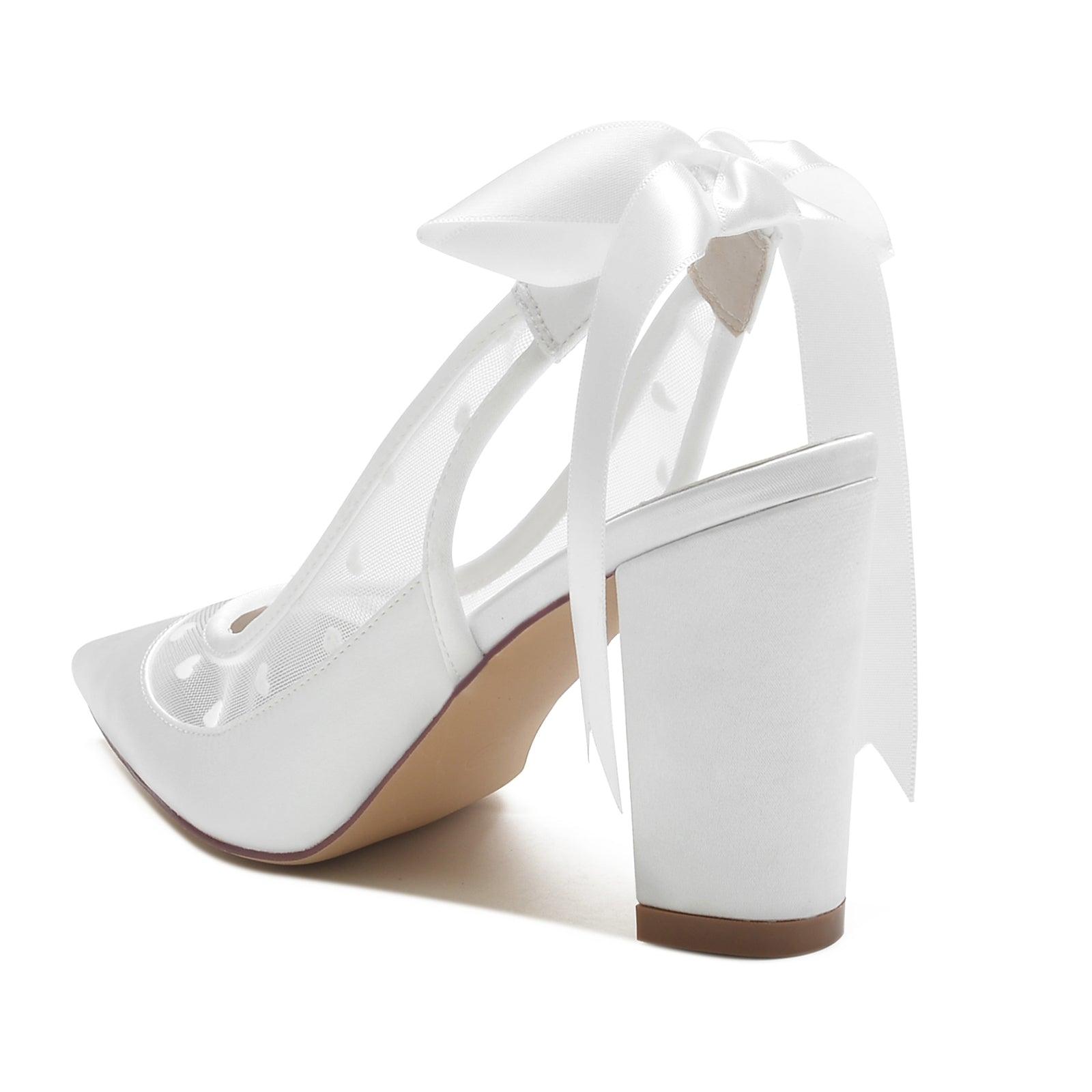 Chunky Heel 8.5cm Silk-Like Shoes CK0397 - COCOMELODY