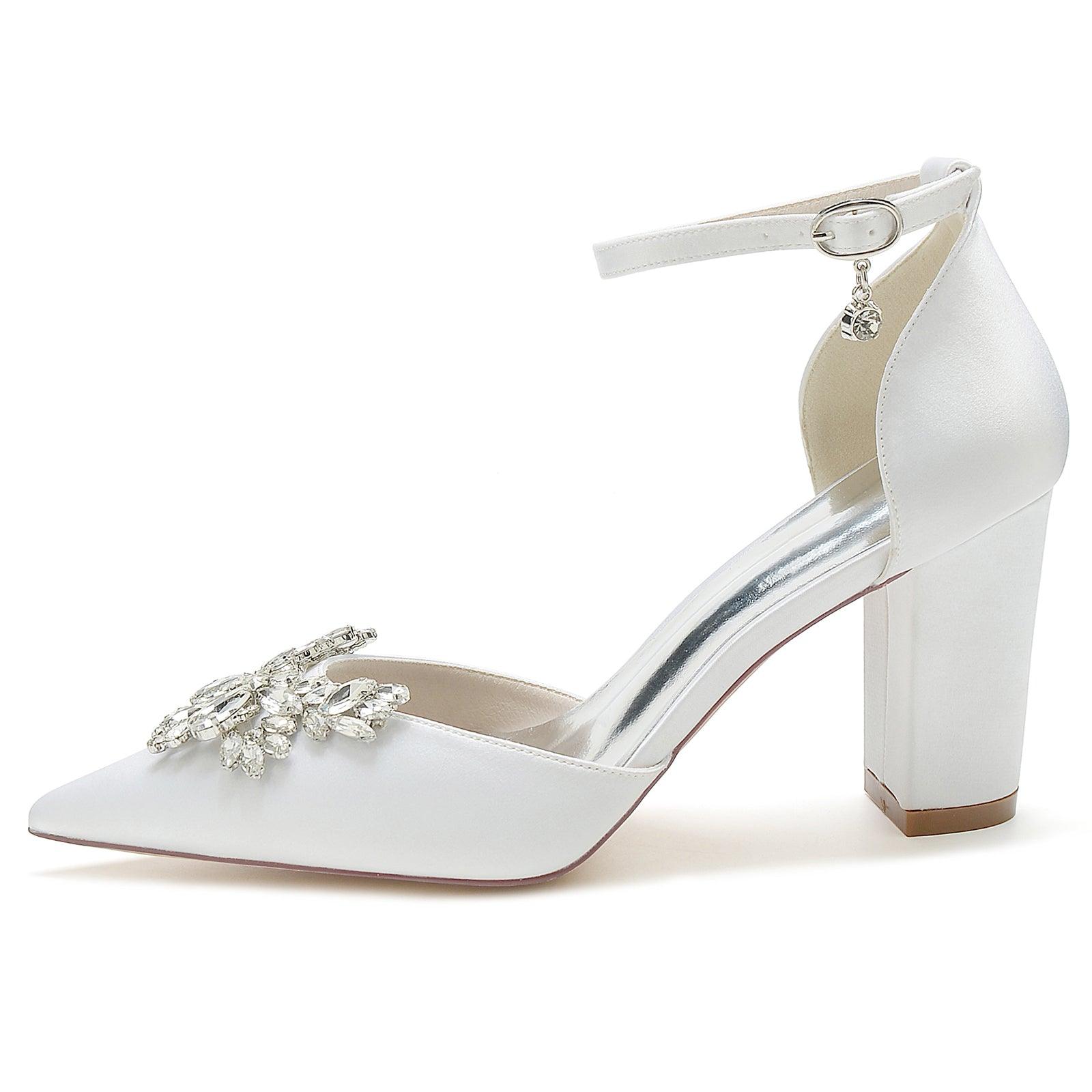 Chunky Heel 8.5cm Silk-Like Shoes CK0398 - COCOMELODY