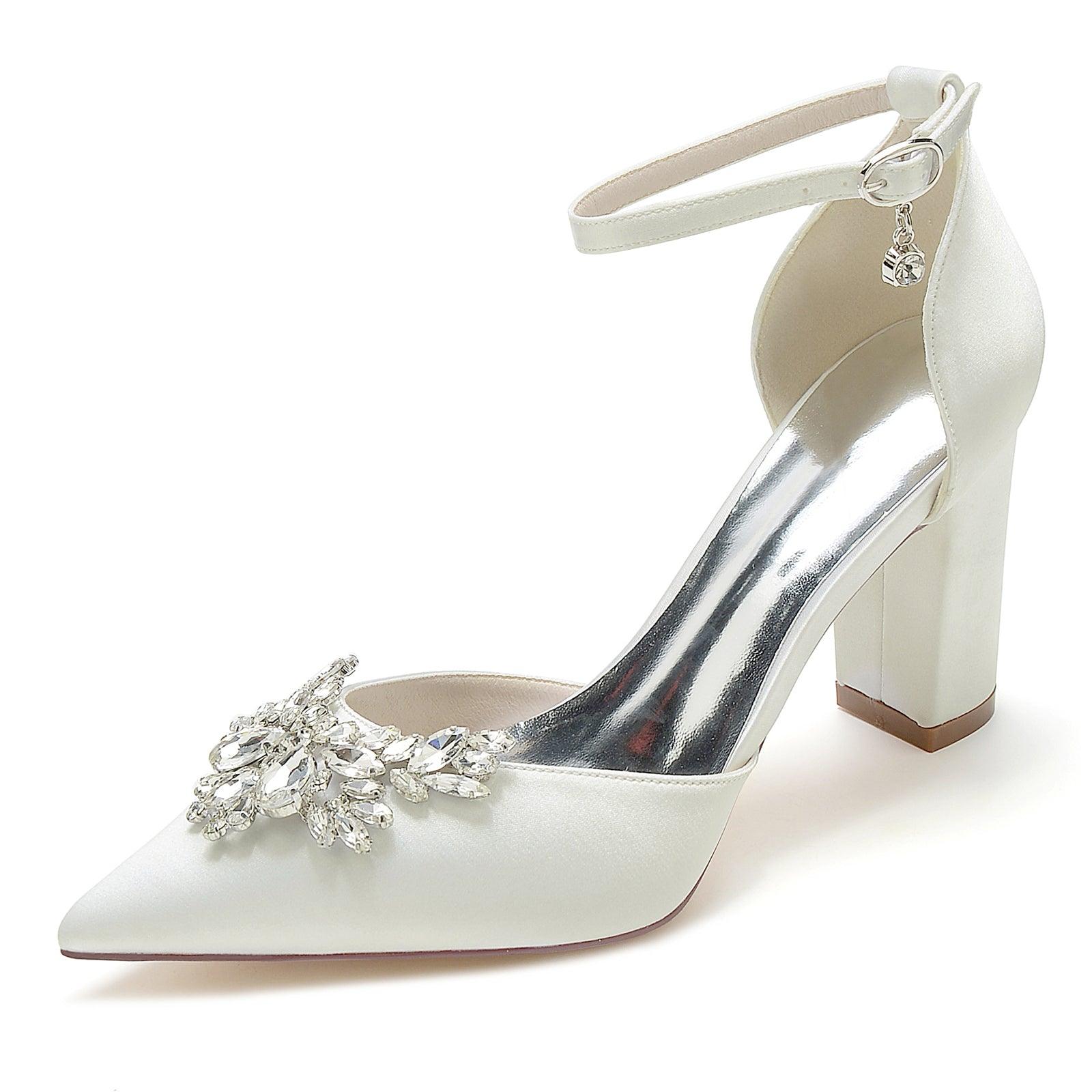 Chunky Heel 8.5cm Silk-Like Shoes CK0398 - COCOMELODY