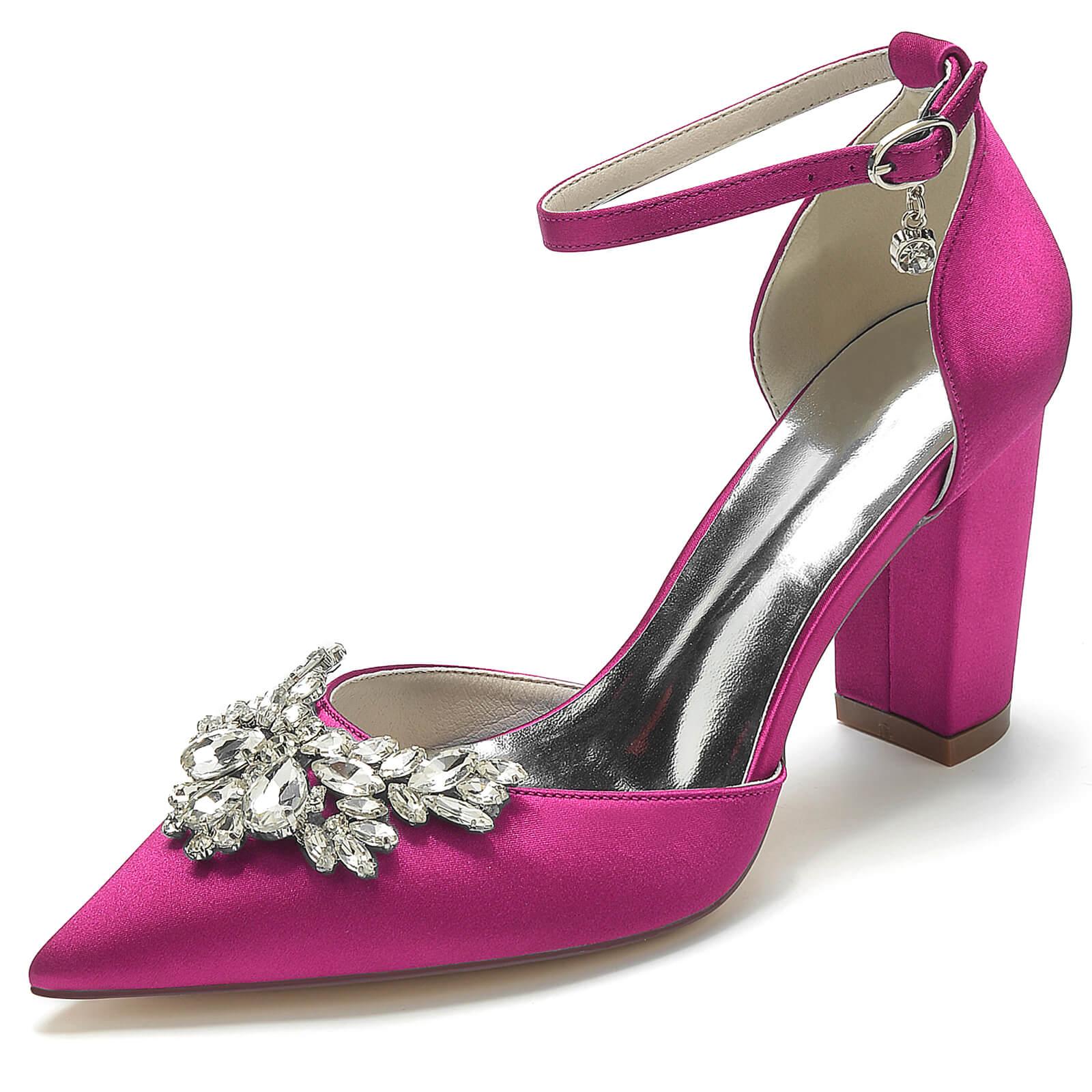 Chunky Heel 8.5cm Silk-Like Shoes CK0398 - COCOMELODY